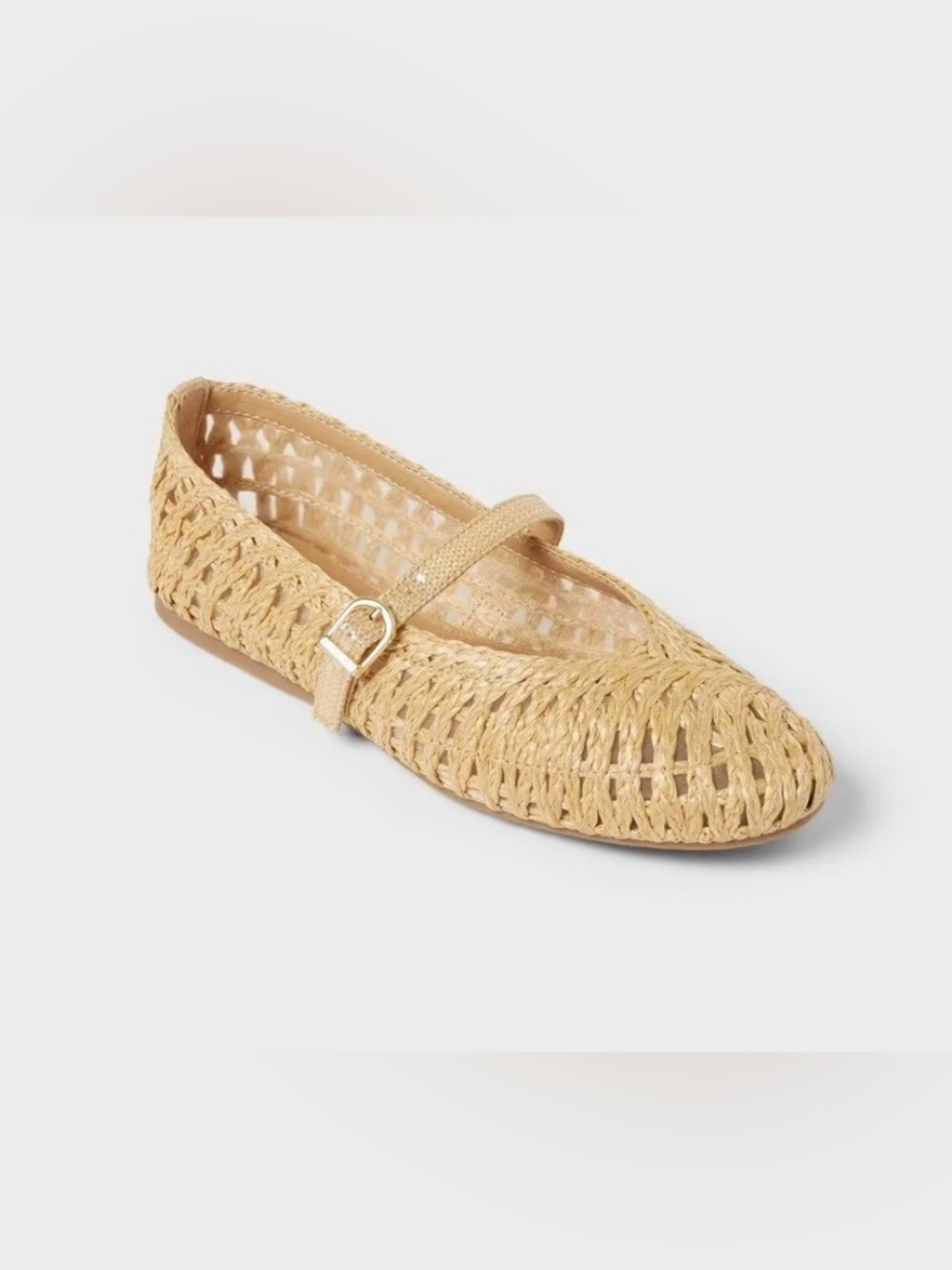 A New Day Myla Woven Raffia Mary Jane Flats Size 8 Beige Memory Foam Coastal - Picture 5 of 5